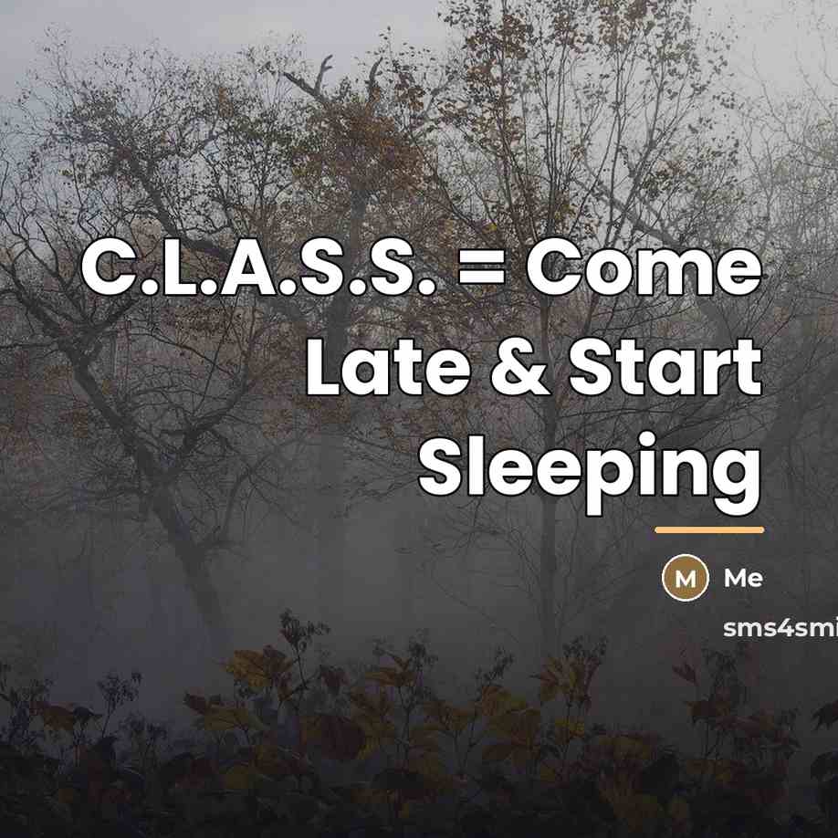 “C.L.A.S.S. = Come Late & Start Sleeping…” quote by Me
