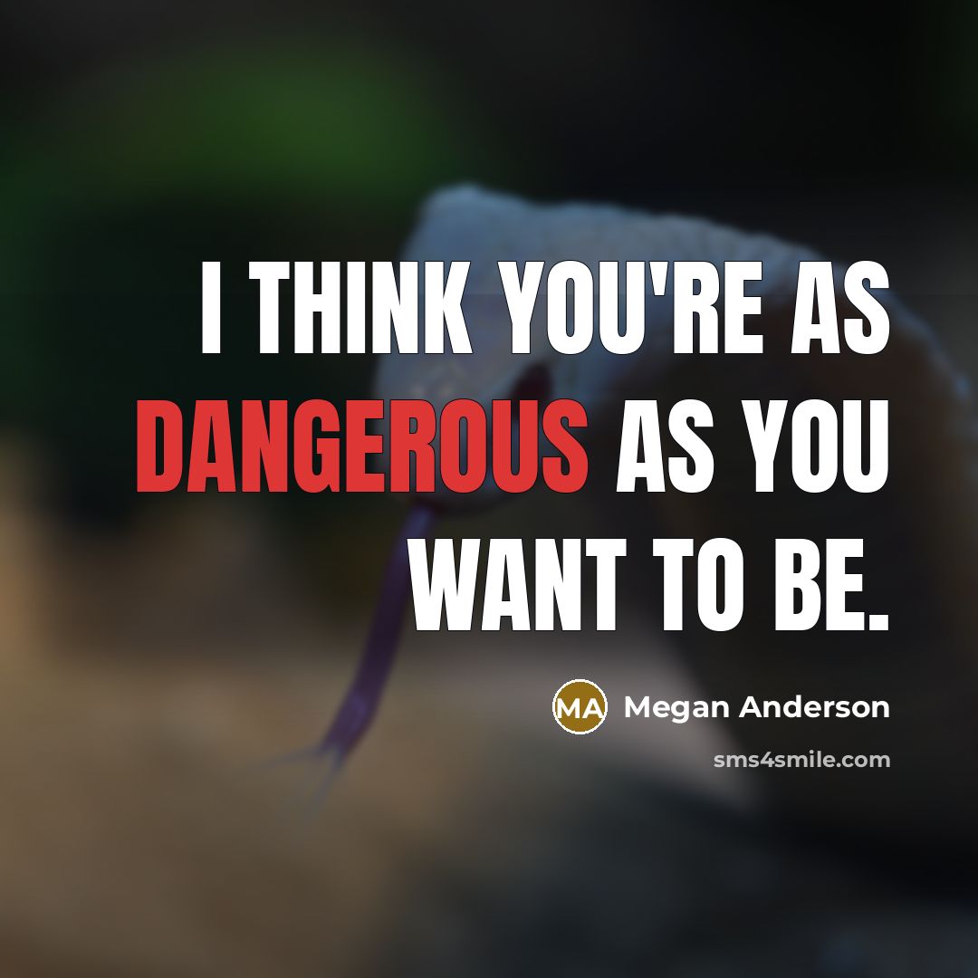 “I think you're as dangerous as you want to be.…” quote by Megan Anderson