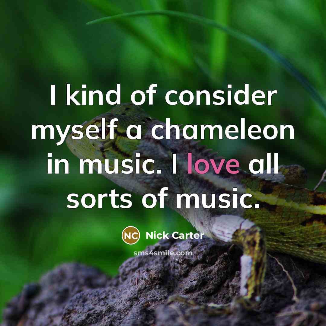 “I kind of consider myself a chameleon in music. I…” quote by Nick Carter