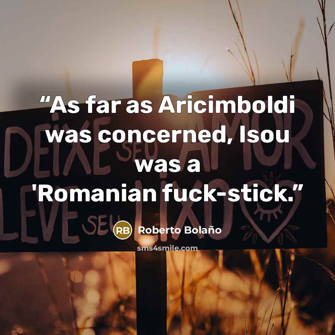 “As far as Aricimboldi was concerned, Isou was a 'Romanian fuck-stick.” quote by Roberto Bolaño