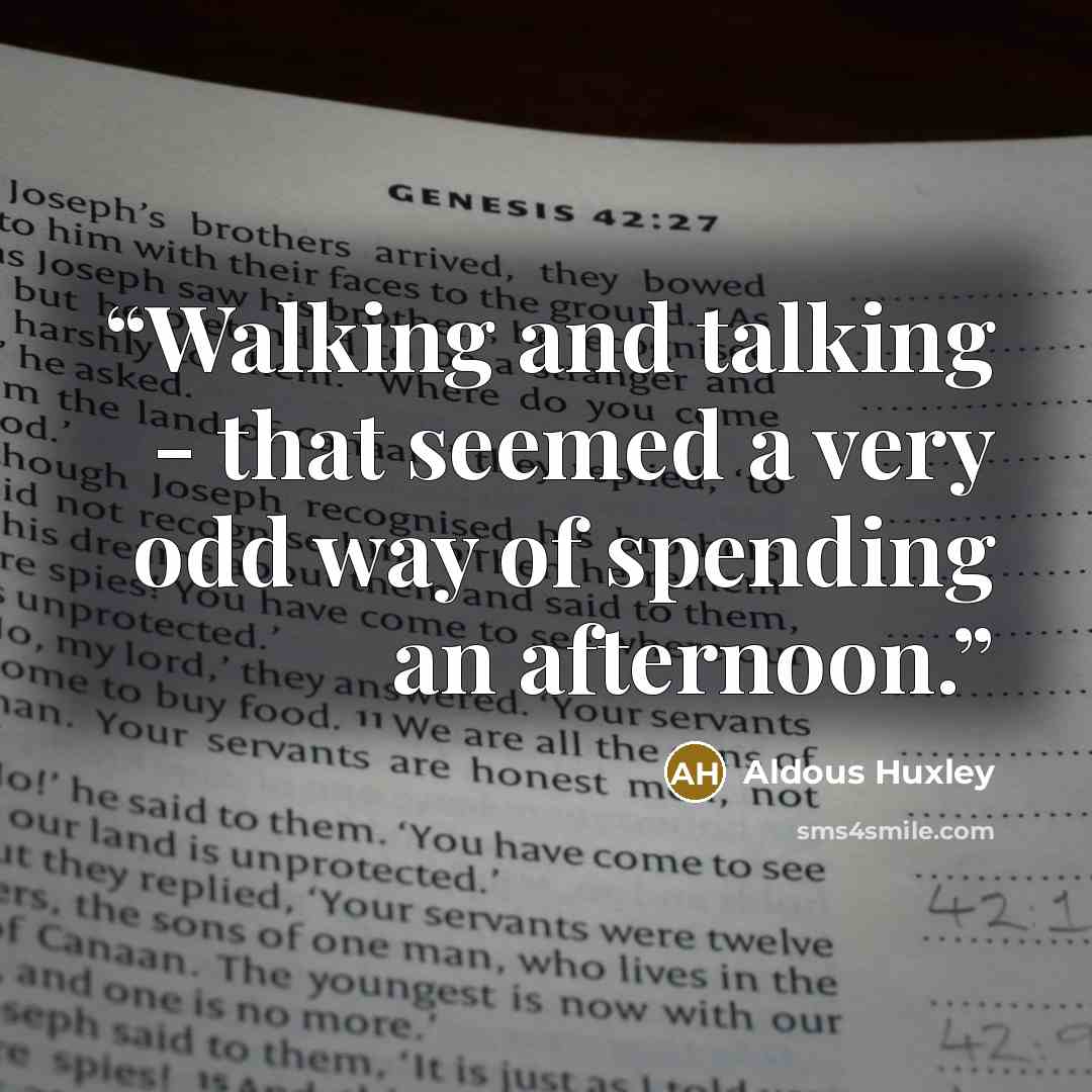 “Walking and talking - that seemed a very odd way of spending an afternoon.” quote by Aldous Huxley