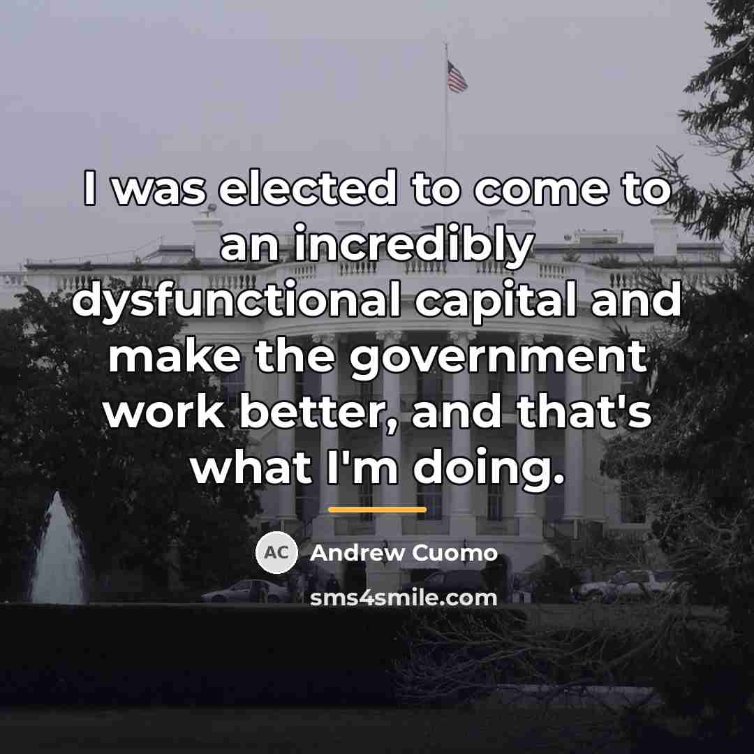 “I was elected to come to an incredibly dysfunctional capital…” quote by Andrew Cuomo