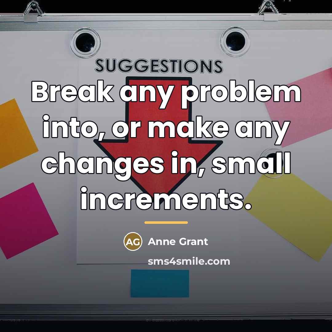“Break any problem into, or make any changes in, small…” quote by Anne Grant