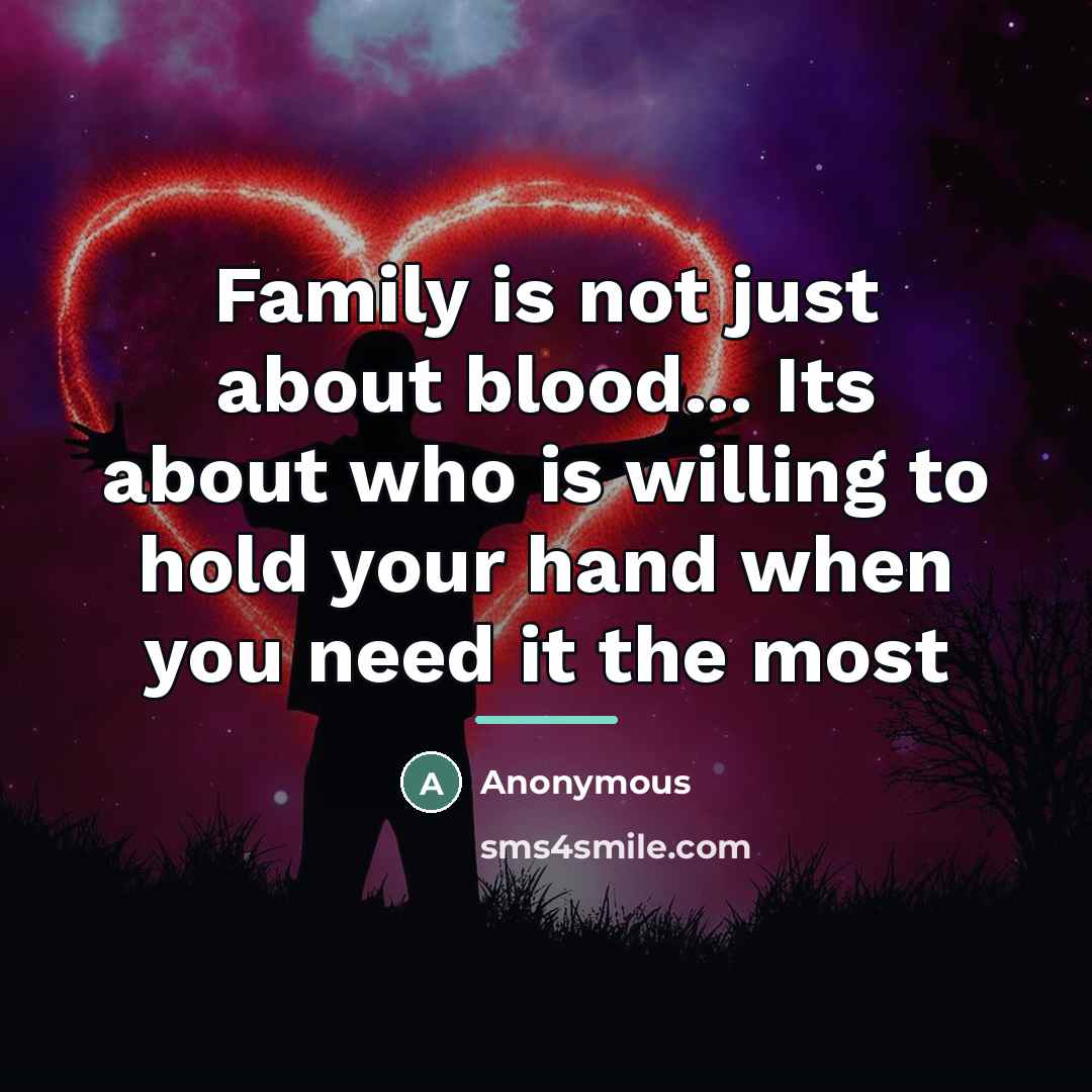 “Family is not just about blood... Its about who is…” quote by Anonymous
