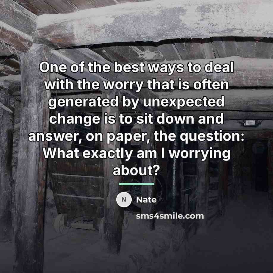 “One of the best ways to deal with the worry…” quote by Nate