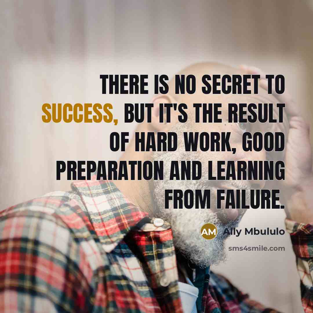 “There is no secret to success, but it's the result…” quote by Ally Mbululo