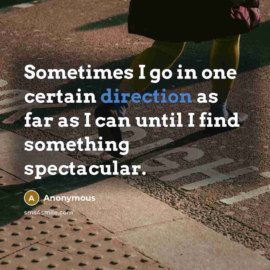 “Sometimes I go in one certain direction as far as I can until I find something spectacular.” quote by Anonymous
