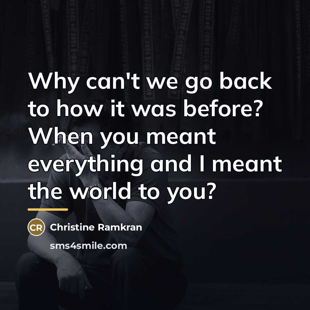 “Why can't we go back to how it was before?…” quote by Christine Ramkran