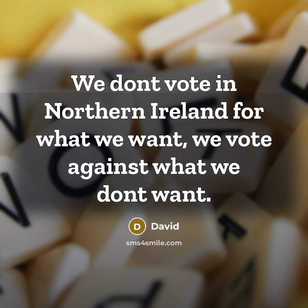 “We dont vote in Northern Ireland for what we want,…” quote by David