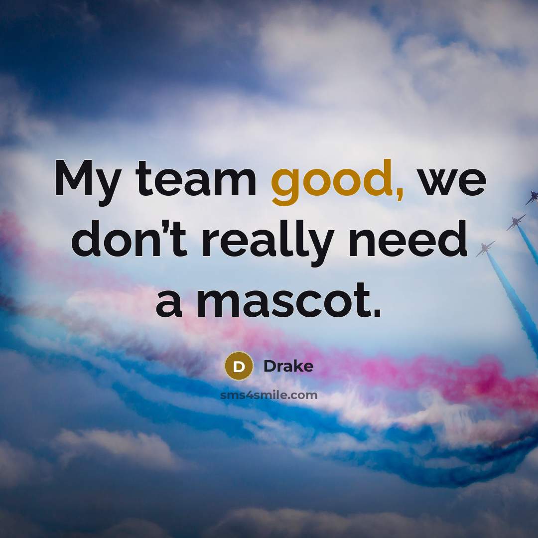 “My team good, we don’t really need a mascot.…” quote by Drake