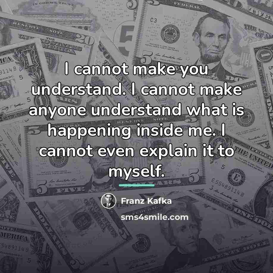 “I cannot make you understand. I cannot make anyone understand…” quote by Franz Kafka