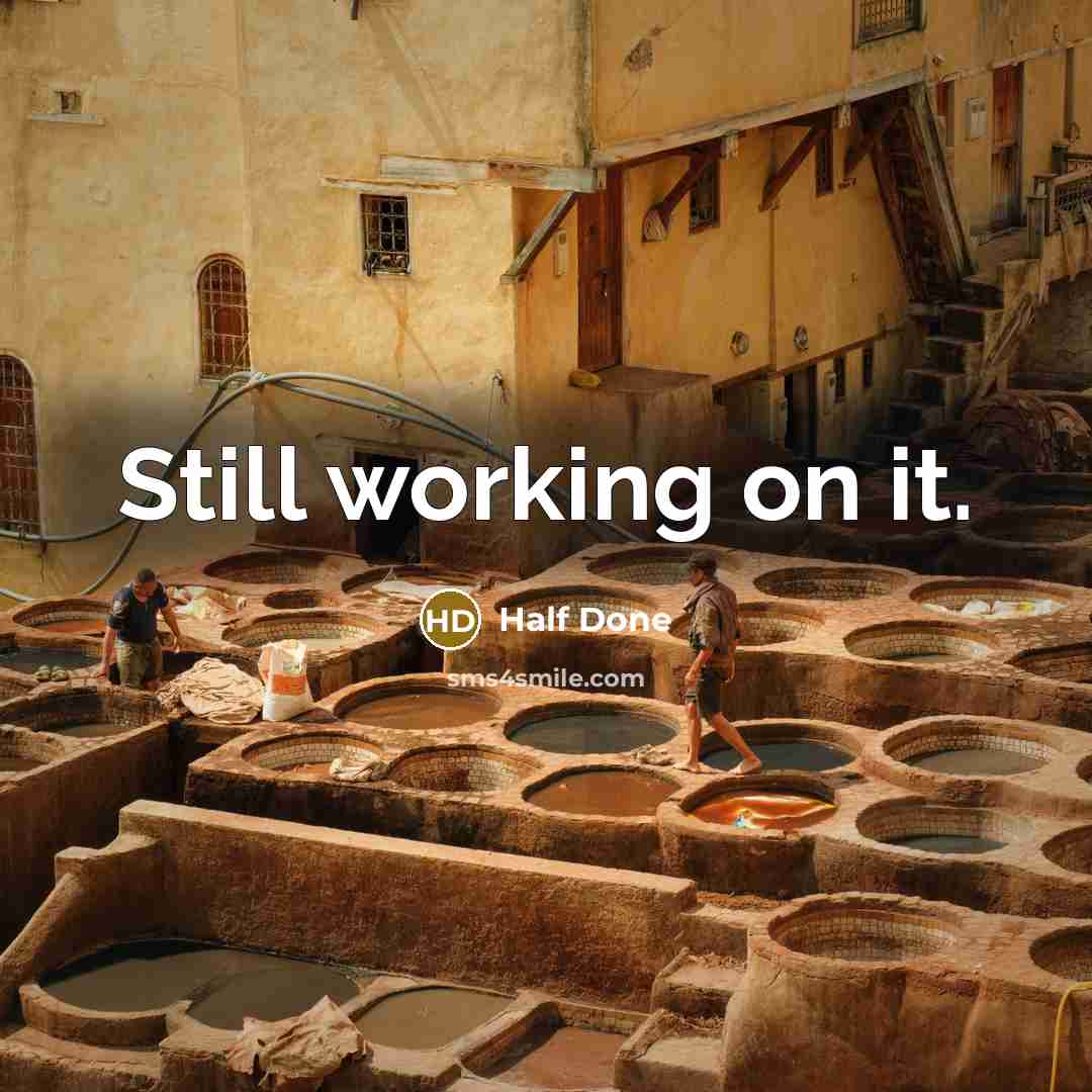 “Still working on it.” quote by Half Done