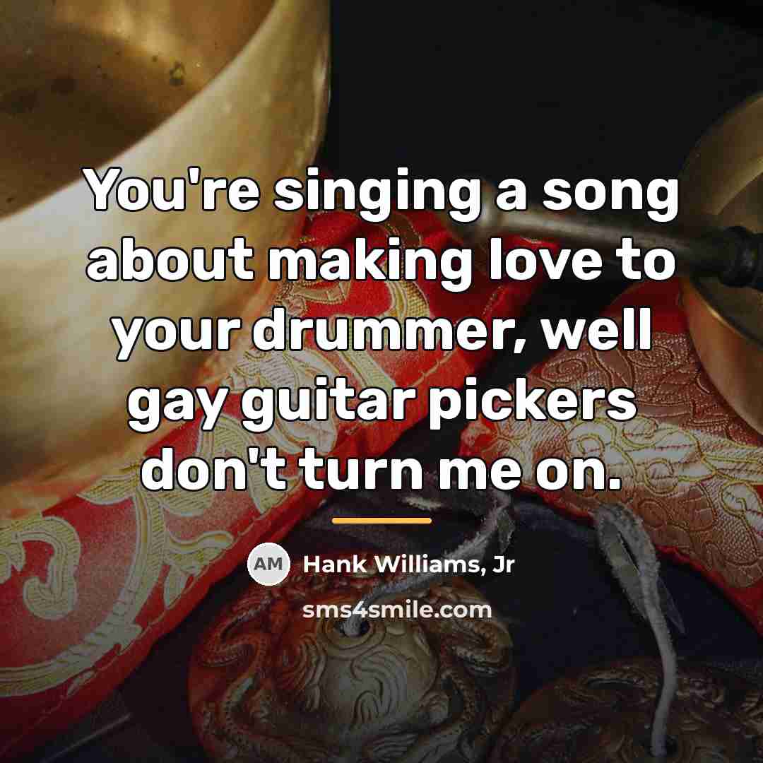 “You're singing a song about making love to your drummer,…” quote by Hank Williams, Jr