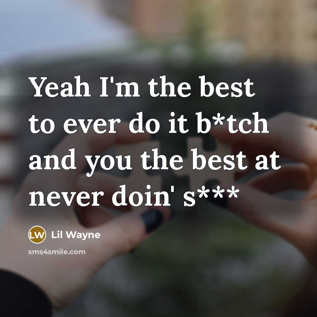 “Yeah I'm the best to ever do it b*tch and you the best at never doin' s***” quote by Lil Wayne