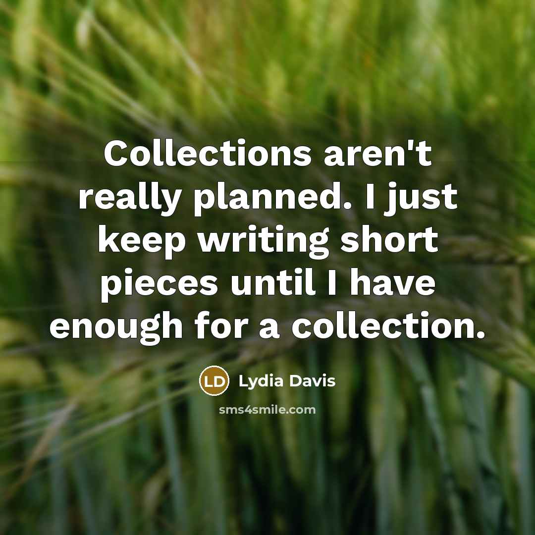 “Collections aren't really planned. I just keep writing short pieces…” quote by Lydia Davis