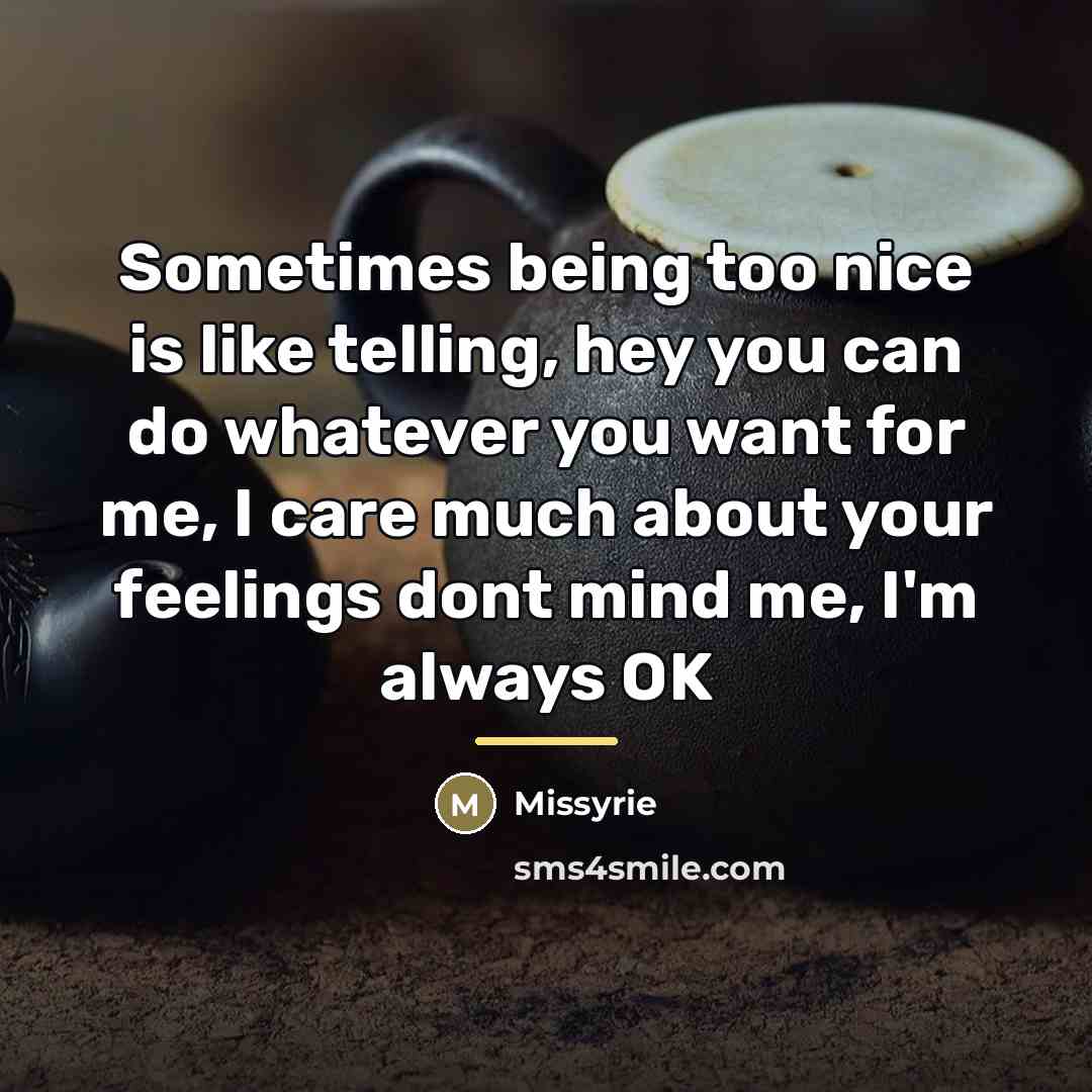 “Sometimes being too nice is like telling, hey you can…” quote by Missyrie