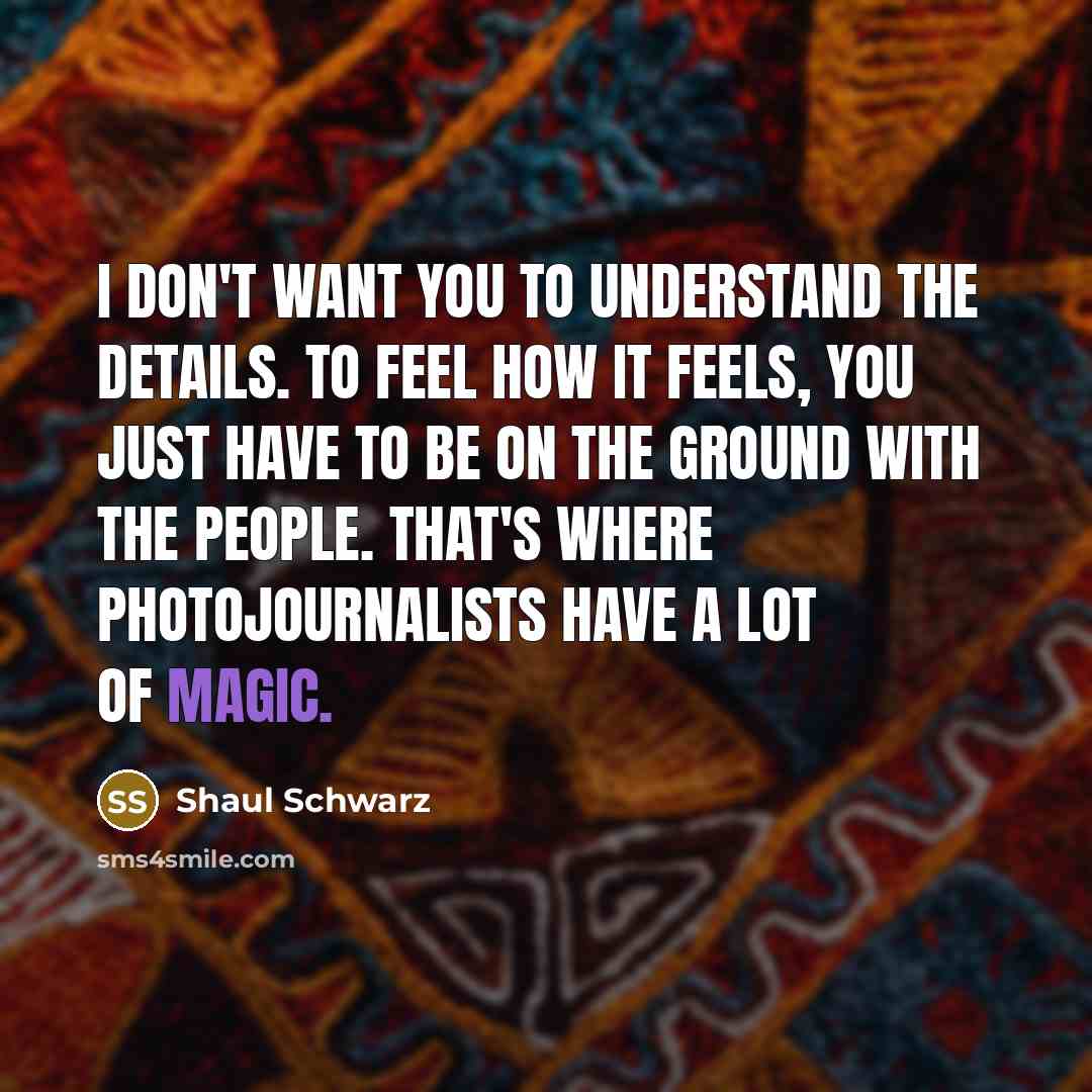 “I don't want you to understand the details. To feel…” quote by Shaul Schwarz