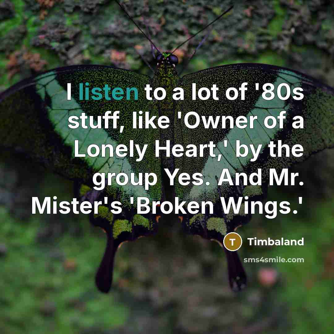 “I listen to a lot of '80s stuff, like 'Owner…” quote by Timbaland