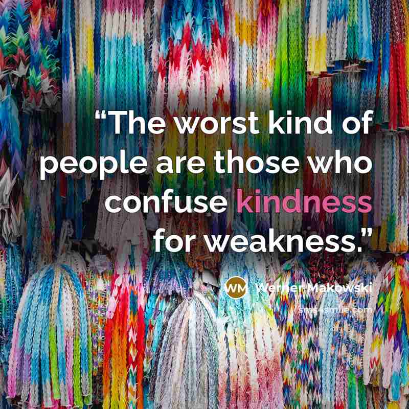 “The worst kind of people are those who confuse kindness for weakness.” quote by Werner Makowski