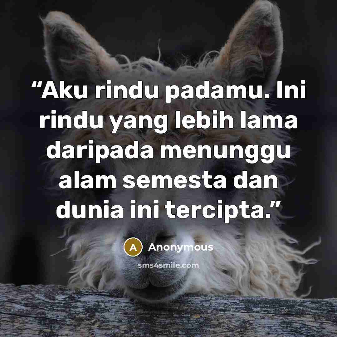 “Aku rindu padamu. Ini rindu yang lebih lama daripada menunggu alam semesta dan dunia ini tercipta.” quote by Anonymous