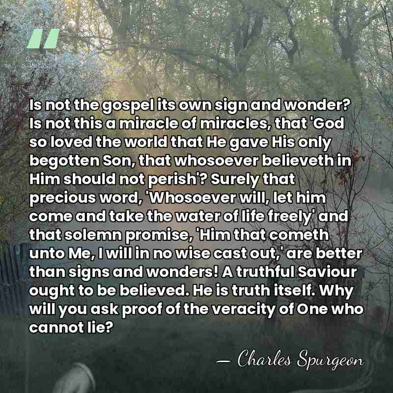 Is not the gospel its own sign and wonder? Is not this&hellip; - Charles Spurgeon