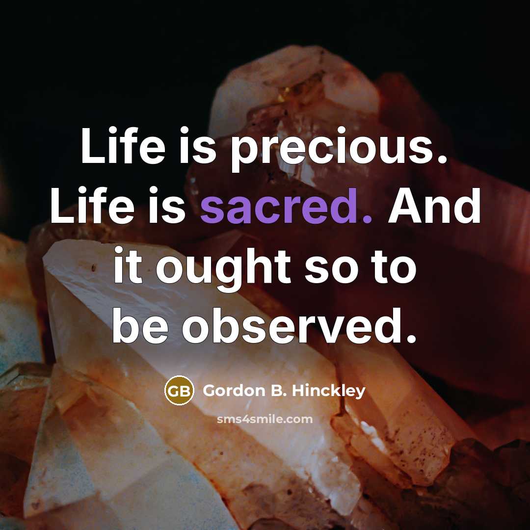 “Life is precious. Life is sacred. And it ought so…” quote by Gordon B. Hinckley