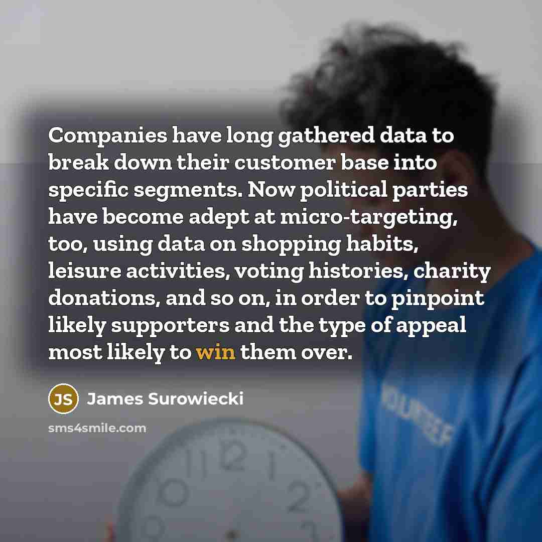 “Companies have long gathered data to break down their customer…” quote by James Surowiecki