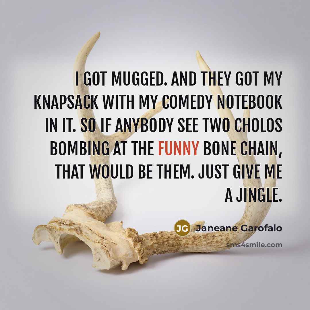 “I got mugged. And they got my knapsack with my…” quote by Janeane Garofalo