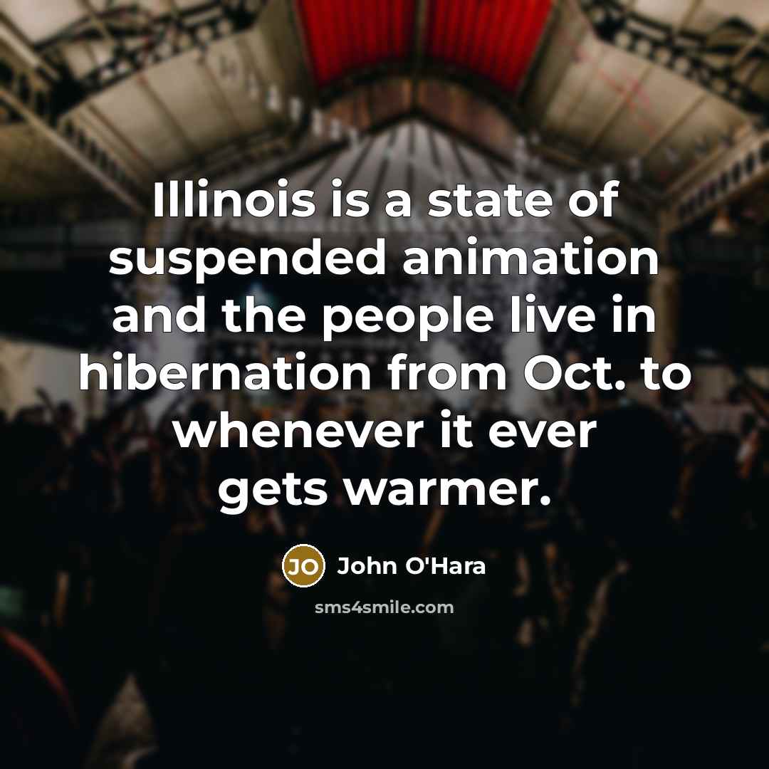 “Illinois is a state of suspended animation and the people…” quote by John O'Hara