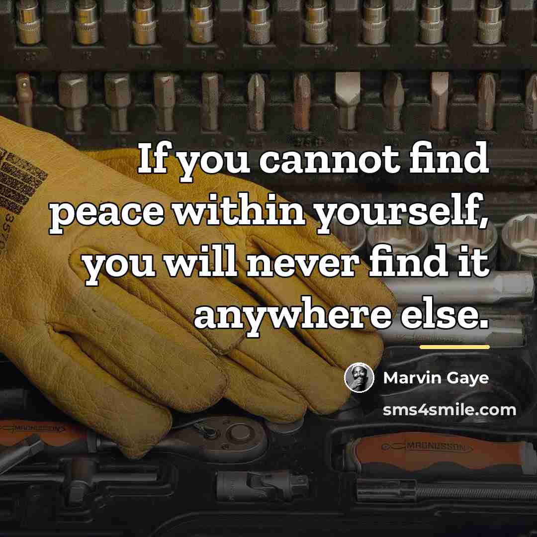 “If you cannot find peace within yourself, you will never…” quote by Marvin Gaye