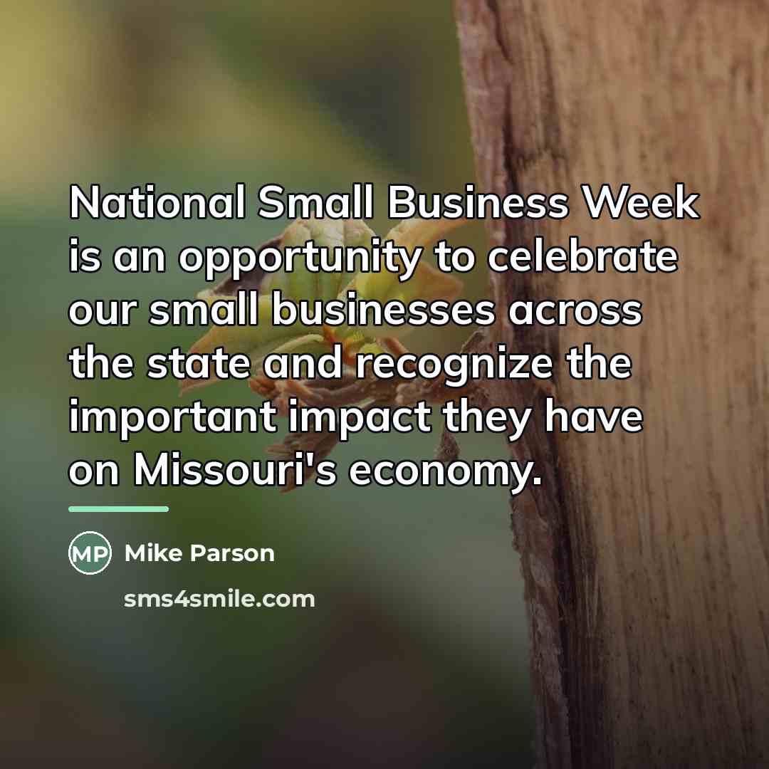 “National Small Business Week is an opportunity to celebrate our…” quote by Mike Parson