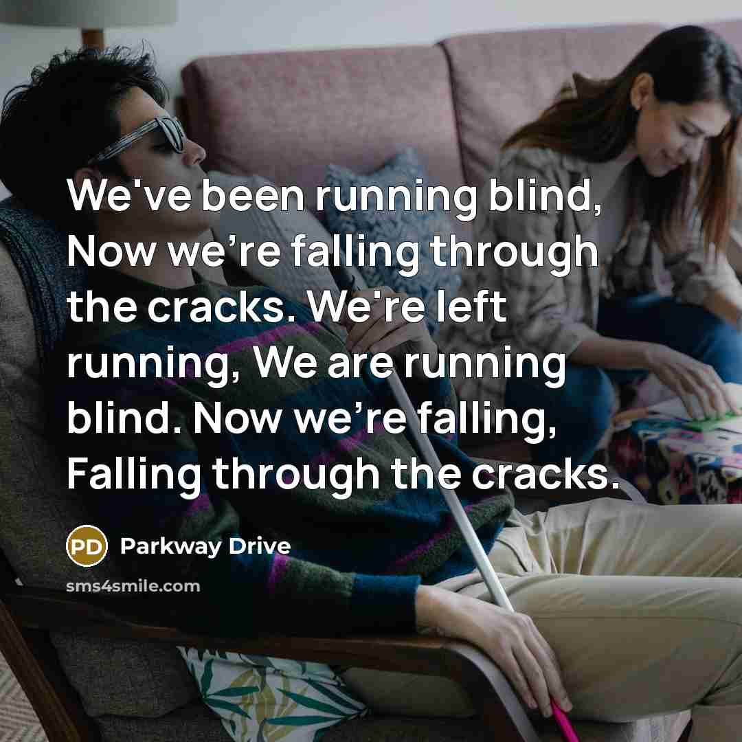 “We've been running blind, Now we're falling through the cracks.…” quote by Parkway Drive