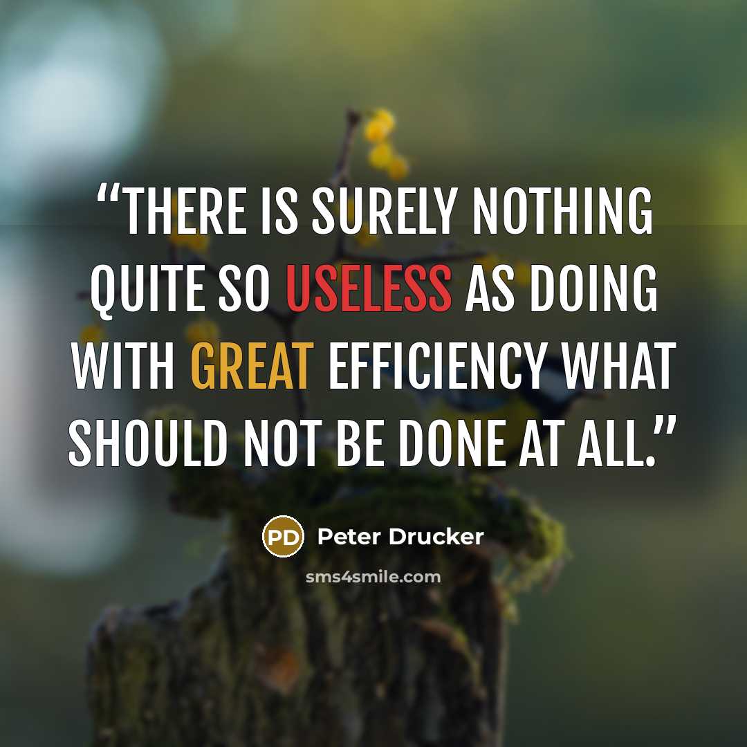 “There is surely nothing quite so useless as doing with great efficiency what should not be done at all.” quote by Peter Drucker