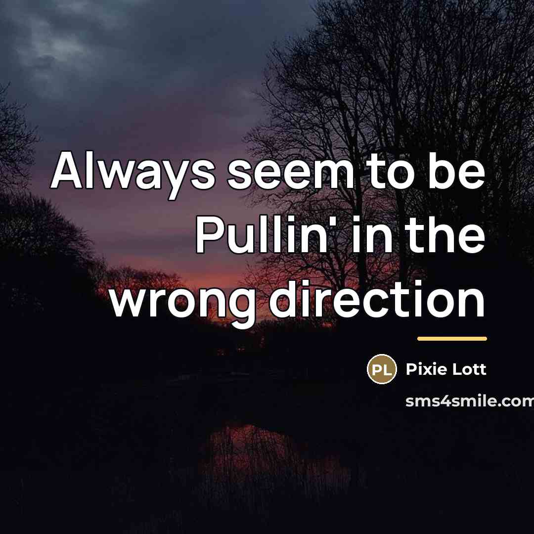 “Always seem to be Pullin' in the wrong direction…” quote by Pixie Lott