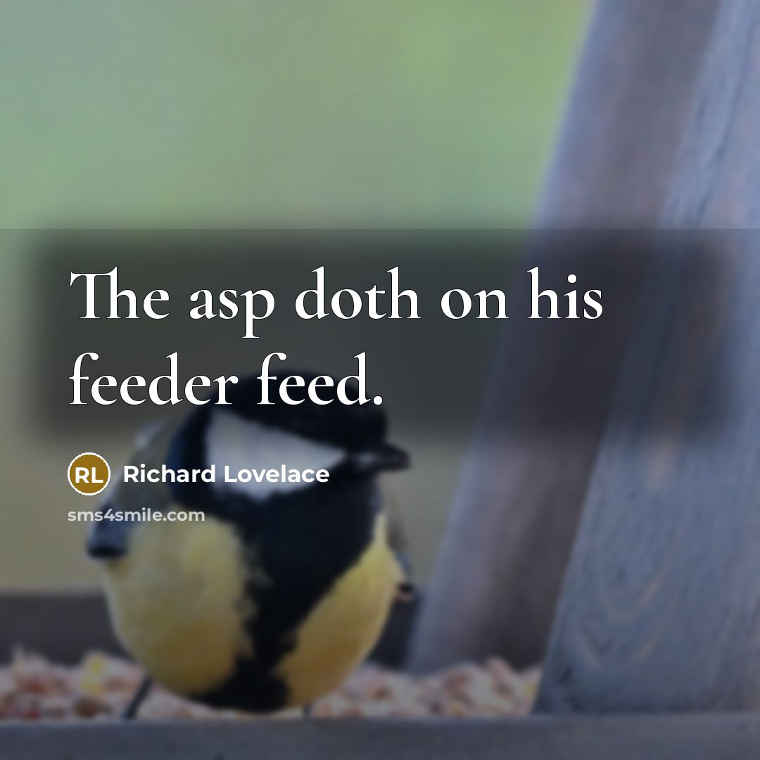 “The asp doth on his feeder feed.…” quote by Richard Lovelace