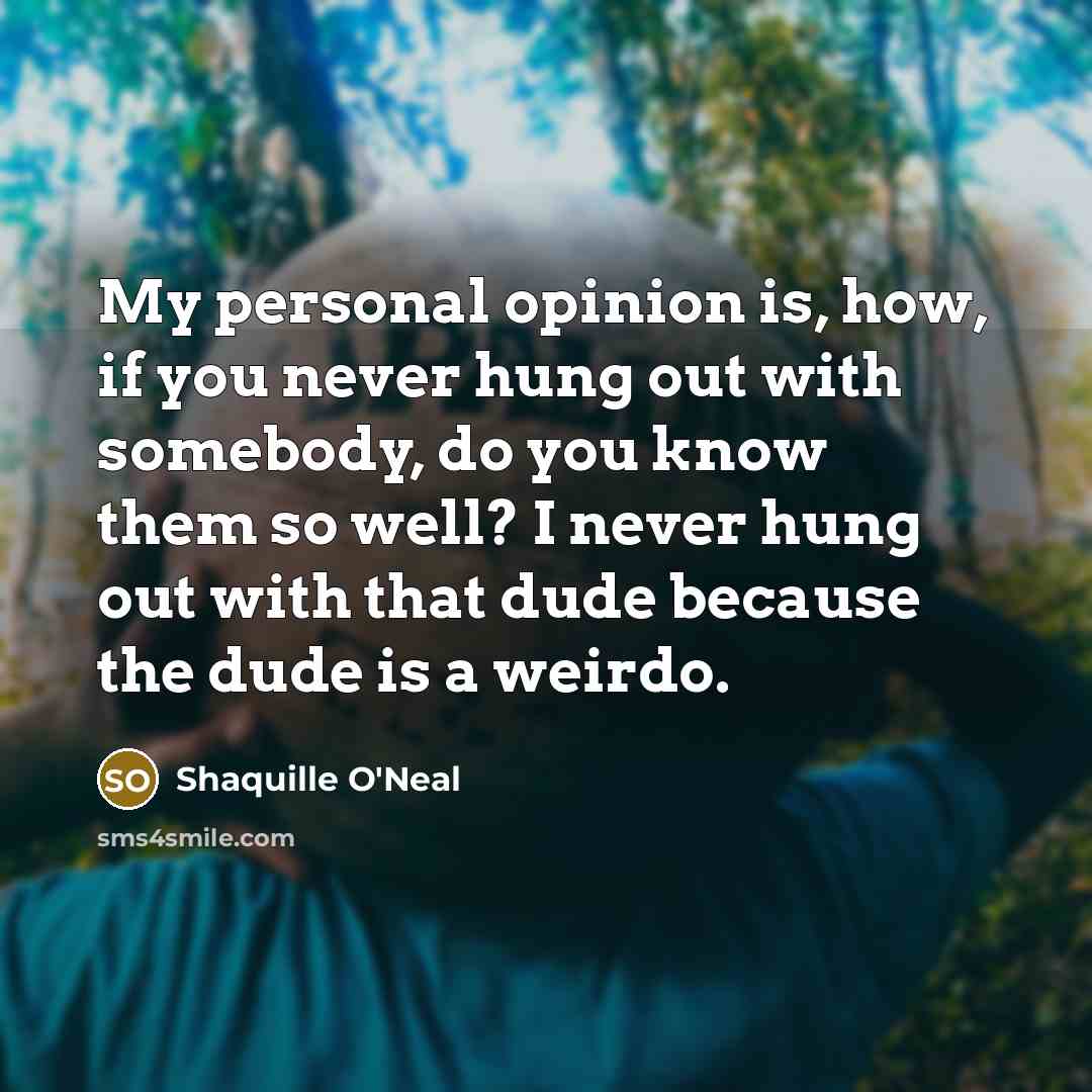 “My personal opinion is, how, if you never hung out…” quote by Shaquille O'Neal