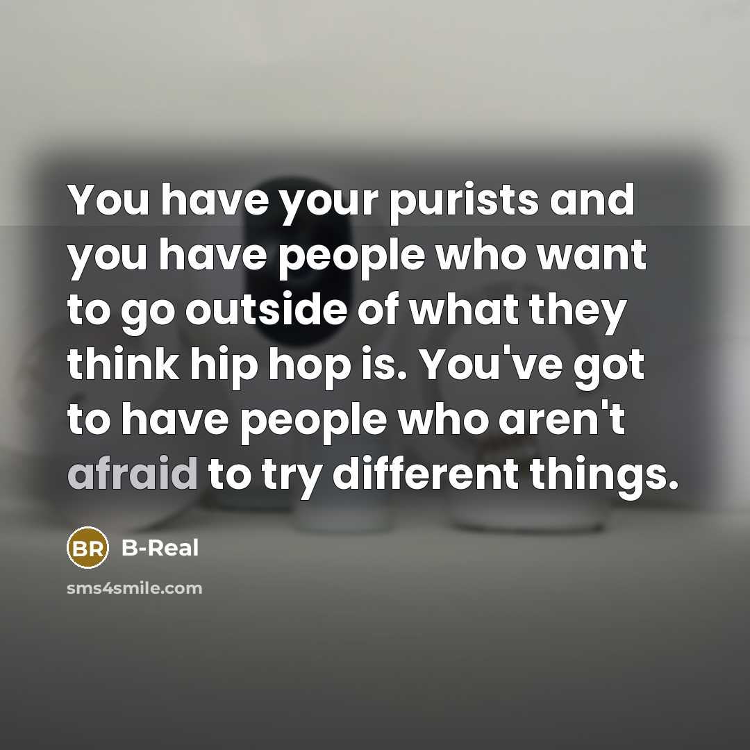 “You have your purists and you have people who want…” quote by B-Real