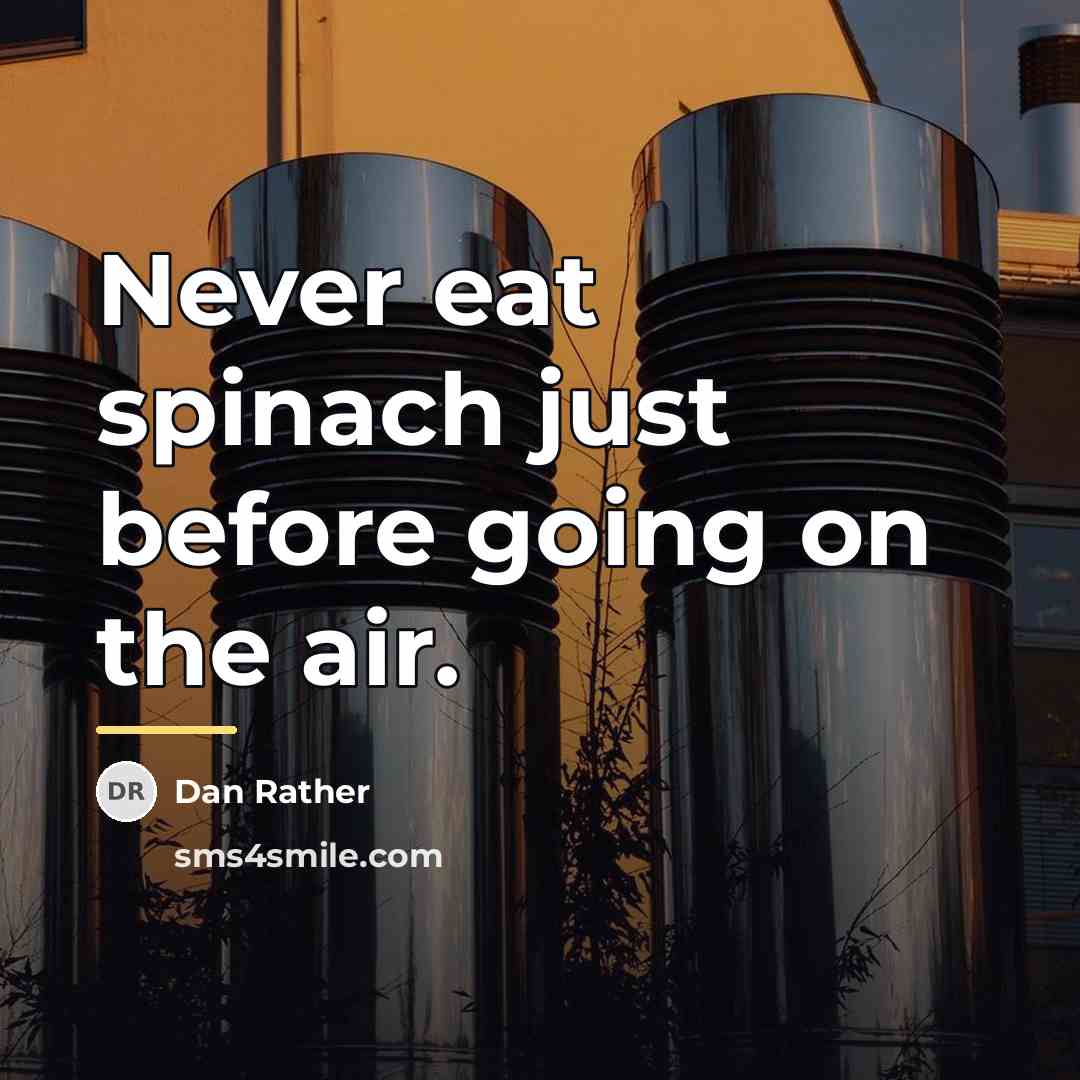 “Never eat spinach just before going on the air.…” quote by Dan Rather