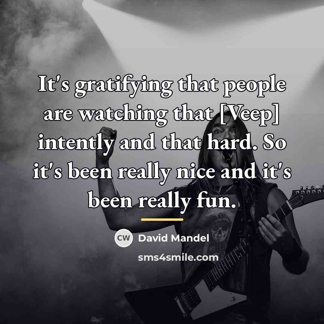 “It's gratifying that people are watching that [Veep] intently and…” quote by David Mandel