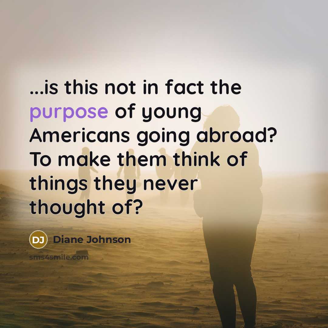 “...is this not in fact the purpose of young Americans…” quote by Diane Johnson