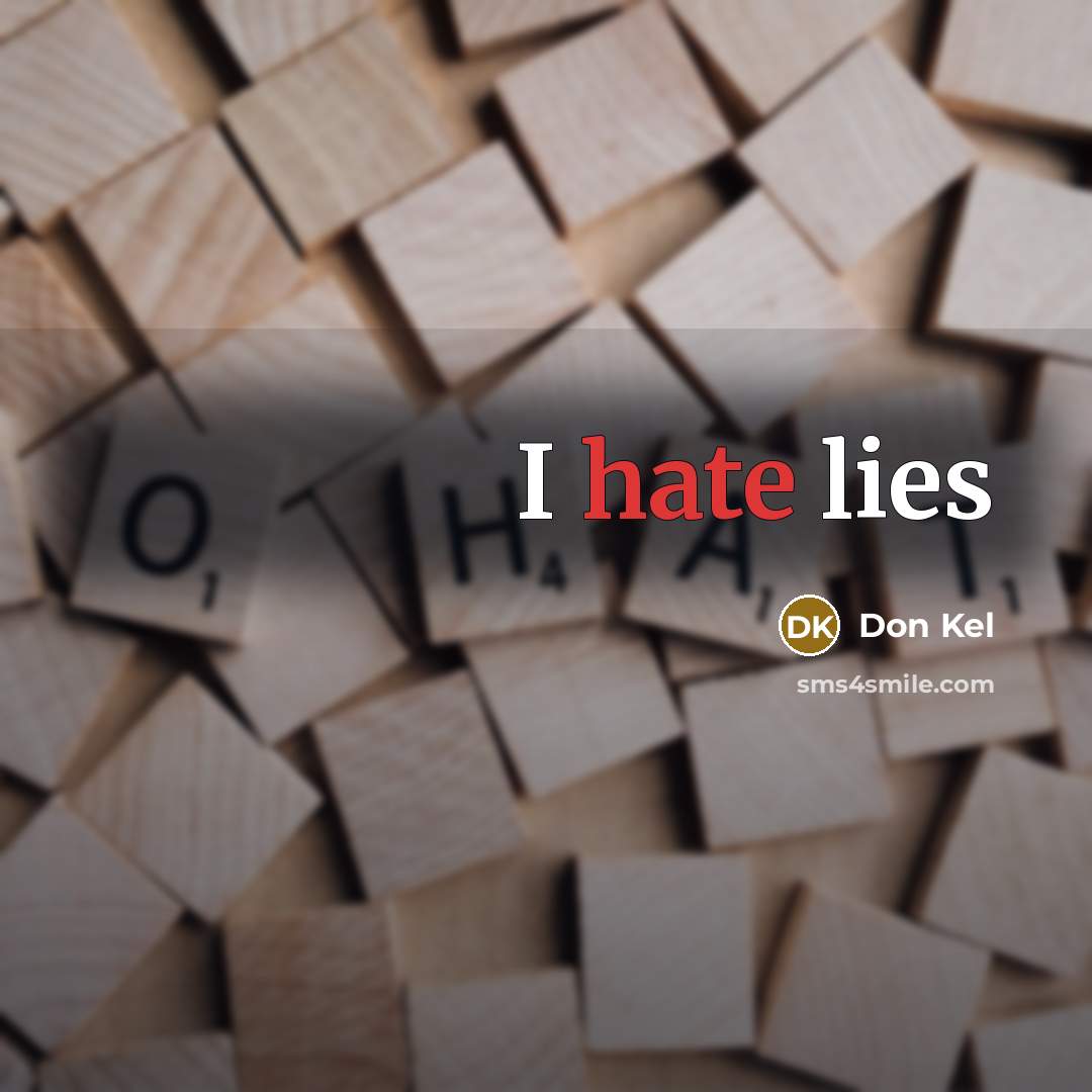 “I hate lies…” quote by Don Kel