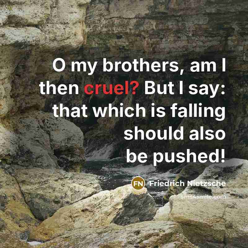 “O my brothers, am I then cruel? But I say:…” quote by Friedrich Nietzsche