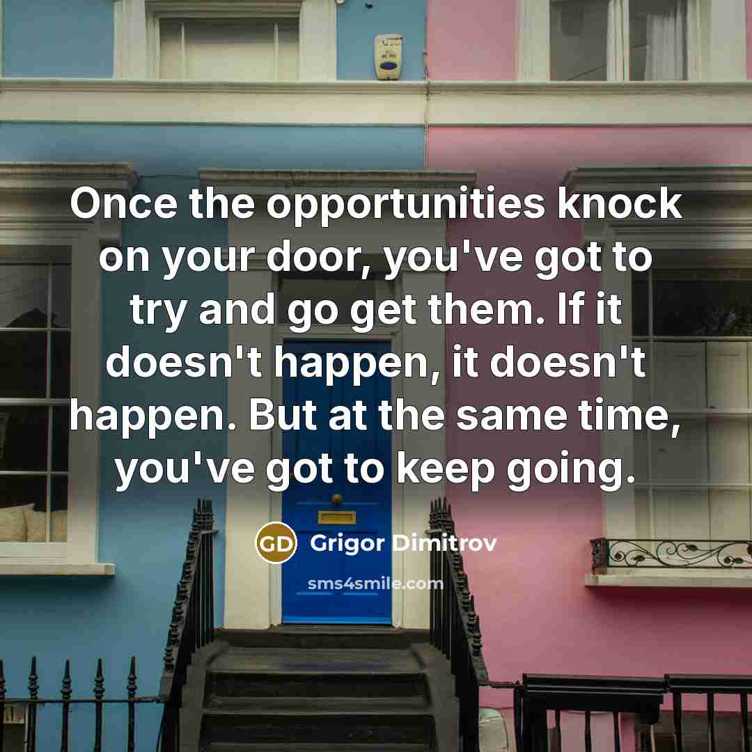 “Once the opportunities knock on your door, you've got to…” quote by Grigor Dimitrov