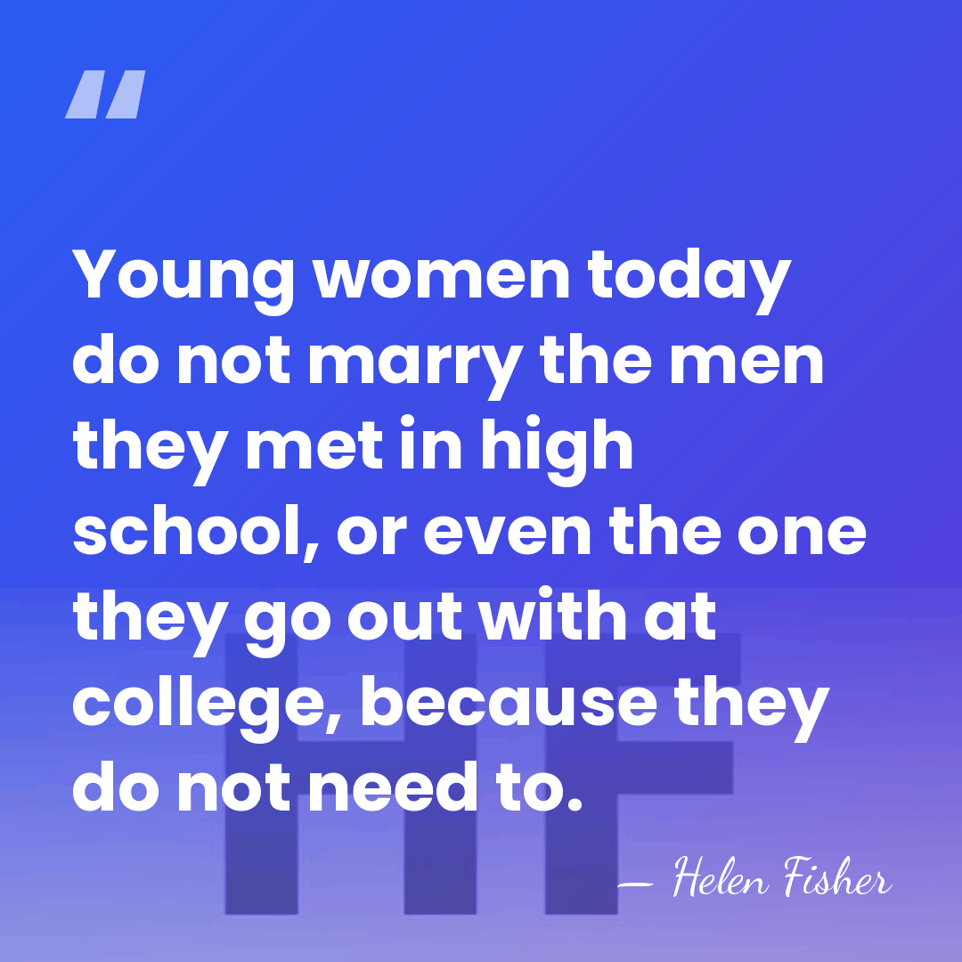 Young women today do not marry the men they met in high&hellip; - Helen Fisher