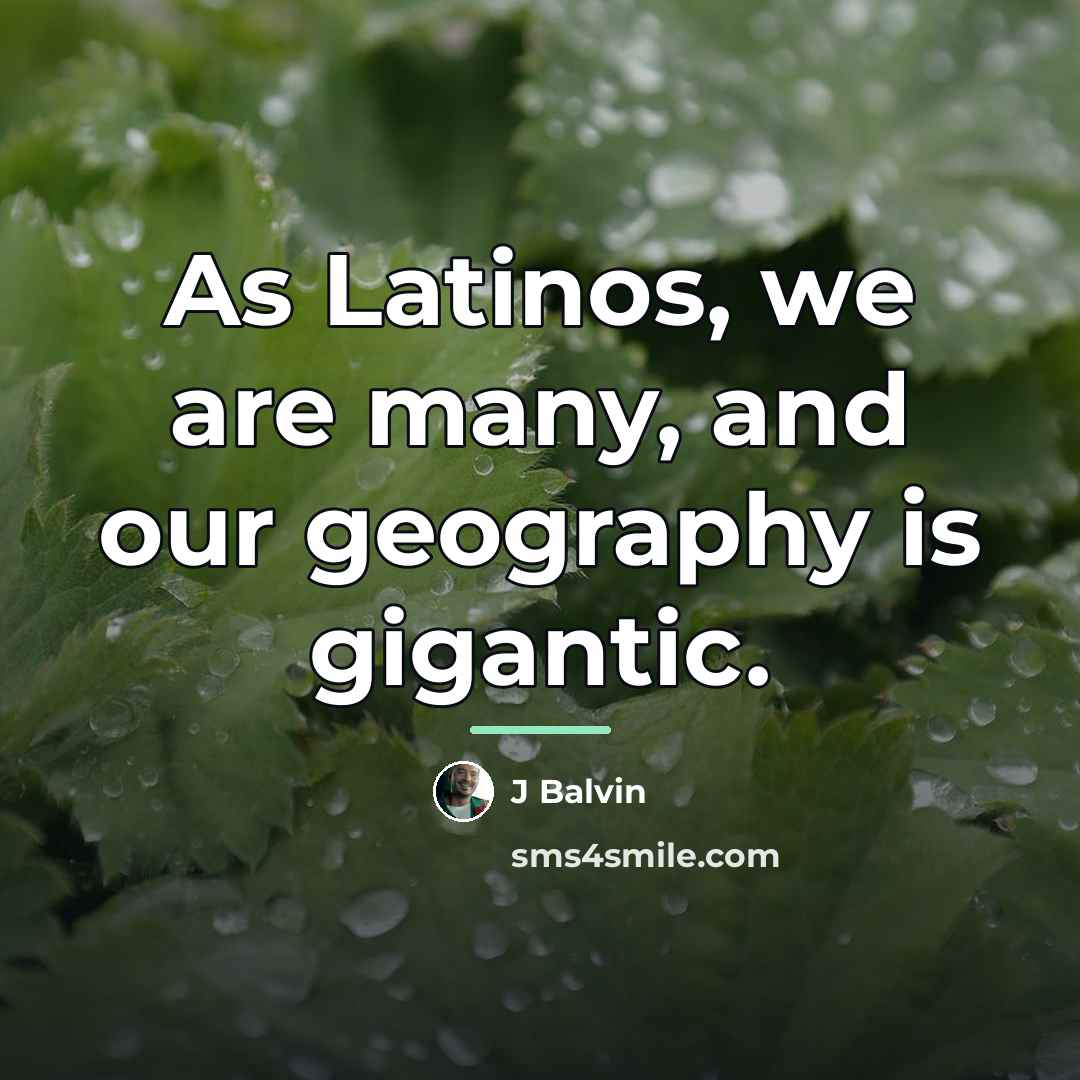 “As Latinos, we are many, and our geography is gigantic.…” quote by J Balvin
