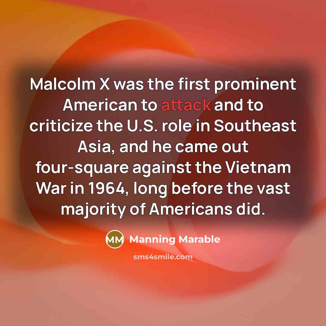 “Malcolm X was the first prominent American to attack and…” quote by Manning Marable