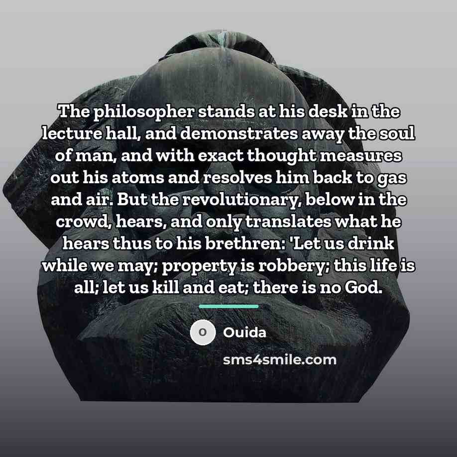 “The philosopher stands at his desk in the lecture hall,…” quote by Ouida