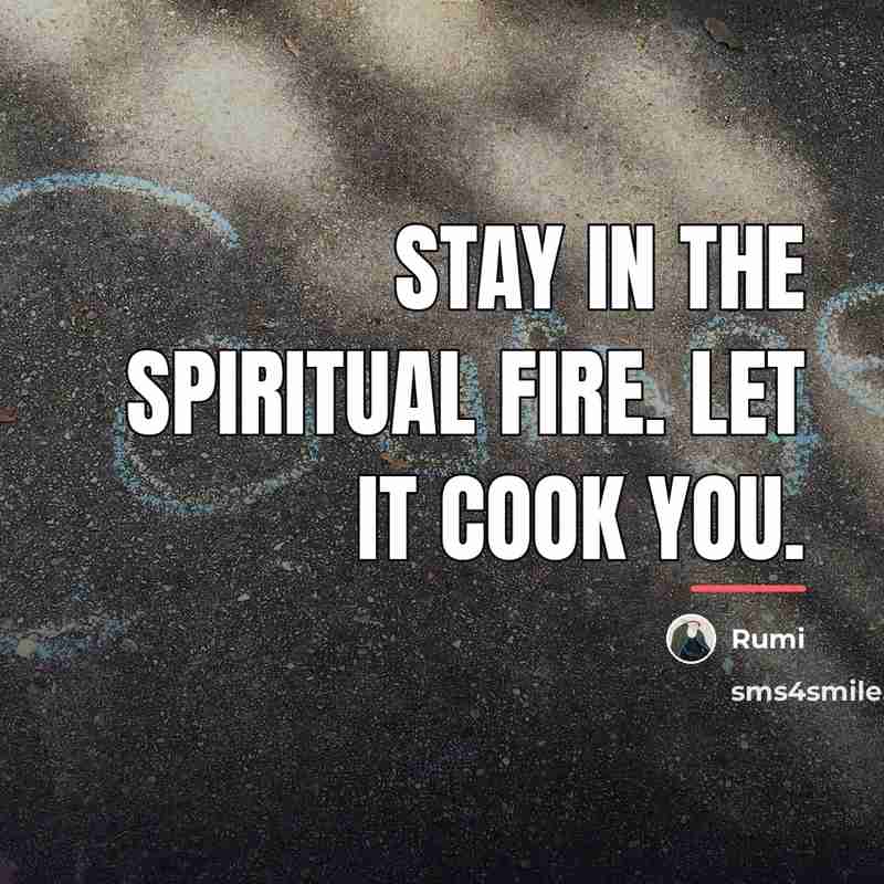 “Stay in the spiritual fire. Let it cook you.…” quote by Rumi