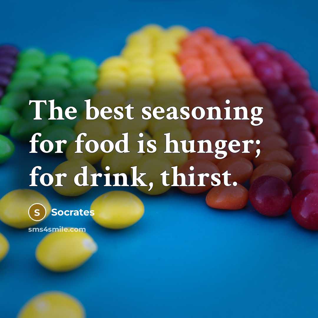 “The best seasoning for food is hunger; for drink, thirst.…” quote by Socrates