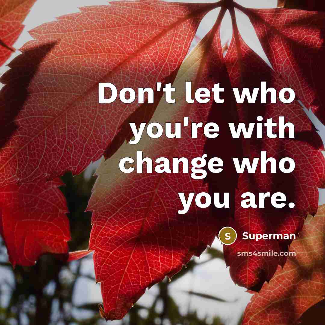 “Don't let who you're with change who you are.…” quote by Superman